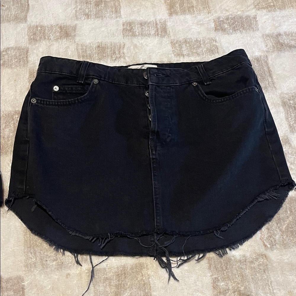Free people Frayed Hem Denim Mini Skirt